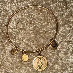 Alex and Ani Gold Rafaelian Gold “S” Charm Bangle Bracelet - NIP